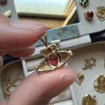 Solid Gold Lab Garnet Claddagh Pendant | 14k