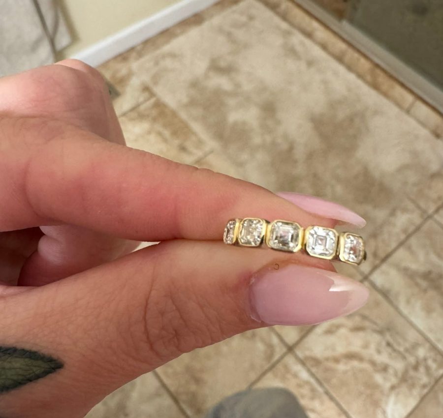 5 stone Ascher Cut Bezel Lab diamond band