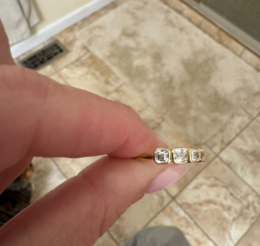 5 stone Ascher Cut Bezel Lab diamond band