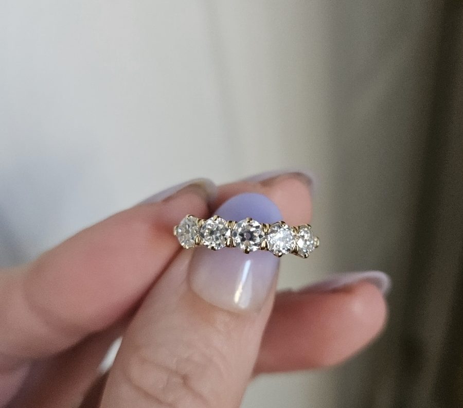 5 stone OEC Moissanite band