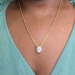 2.97 E VS2 oval lab diamond in bezel white gold pendant