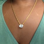 2.97 E VS2 oval lab diamond in bezel white gold pendant