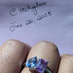 Blue and purple sapphire toi et moi ring