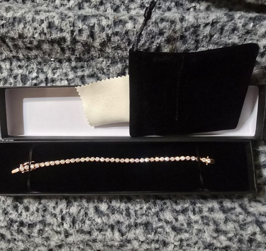 Rose gold moissanite bracelet.