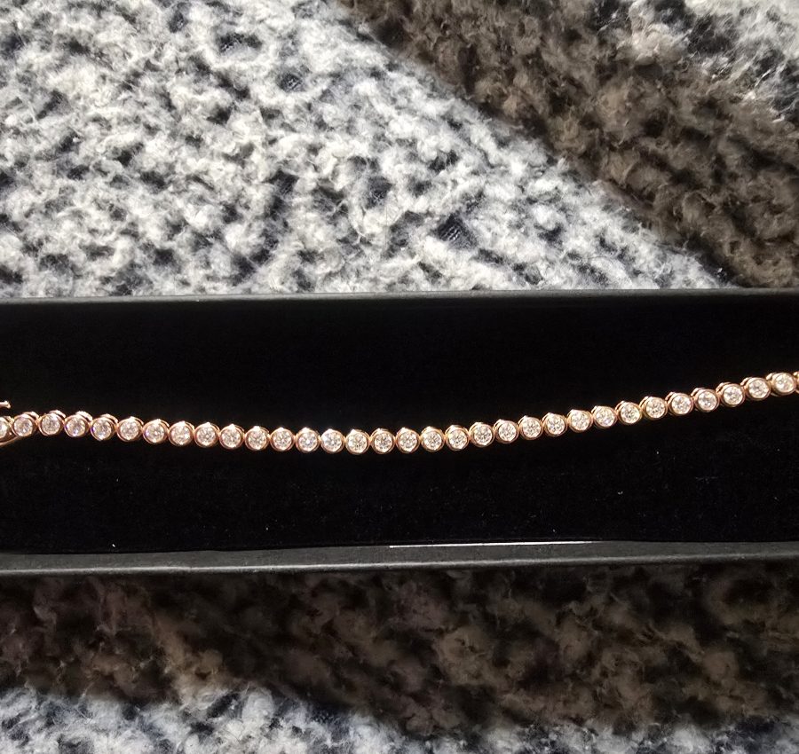 Rose gold moissanite bracelet.