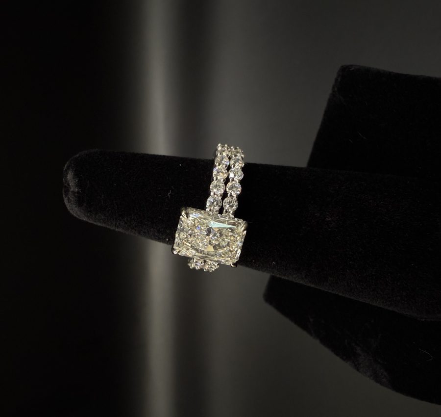 2.21ct G VS1 Radiant Cut Lab Diamond, 14K White Gold Custom Bridal Set – Size 5.75 US