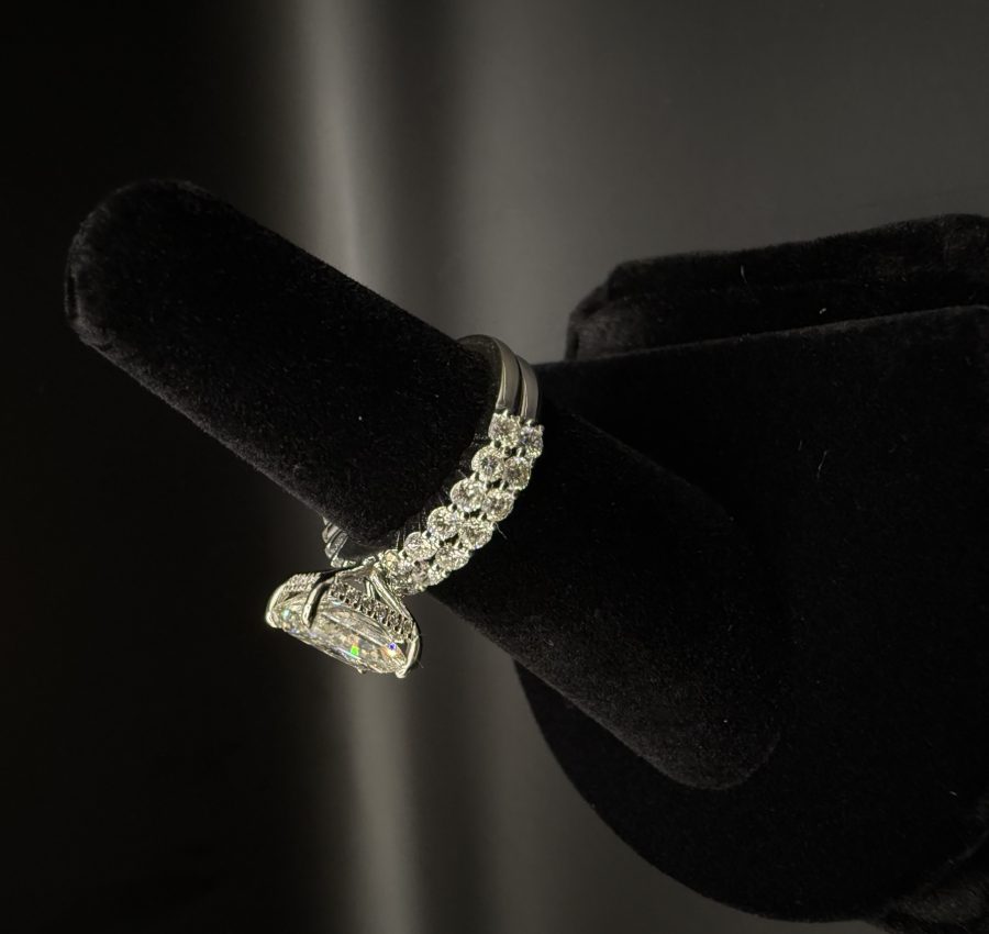 2.21ct G VS1 Radiant Cut Lab Diamond, 14K White Gold Custom Bridal Set – Size 5.75 US