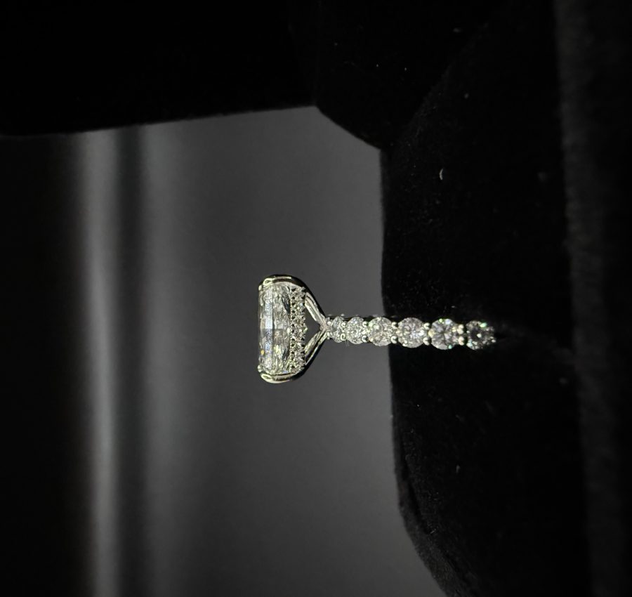 2.21ct G VS1 Radiant Cut Lab Diamond, 14K White Gold Custom Bridal Set – Size 5.75 US