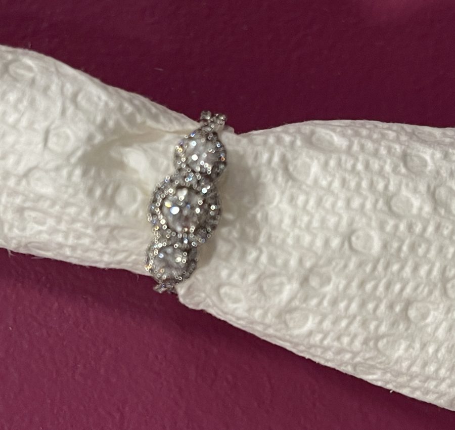 Natural  diamond-three stone ring with halo