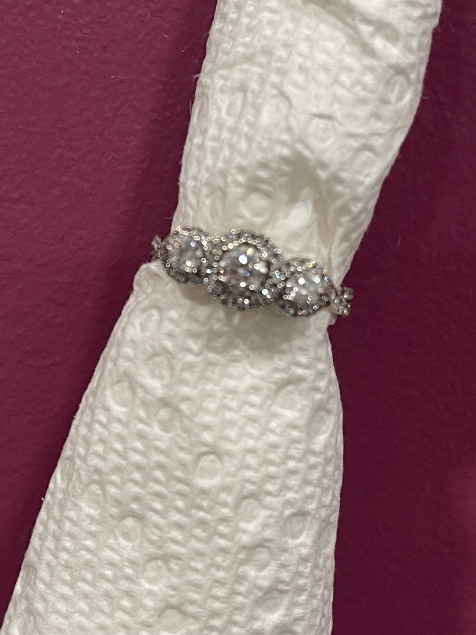 Natural  diamond-three stone ring with halo