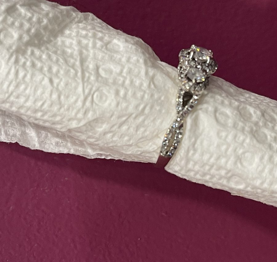 Natural  diamond-three stone ring with halo