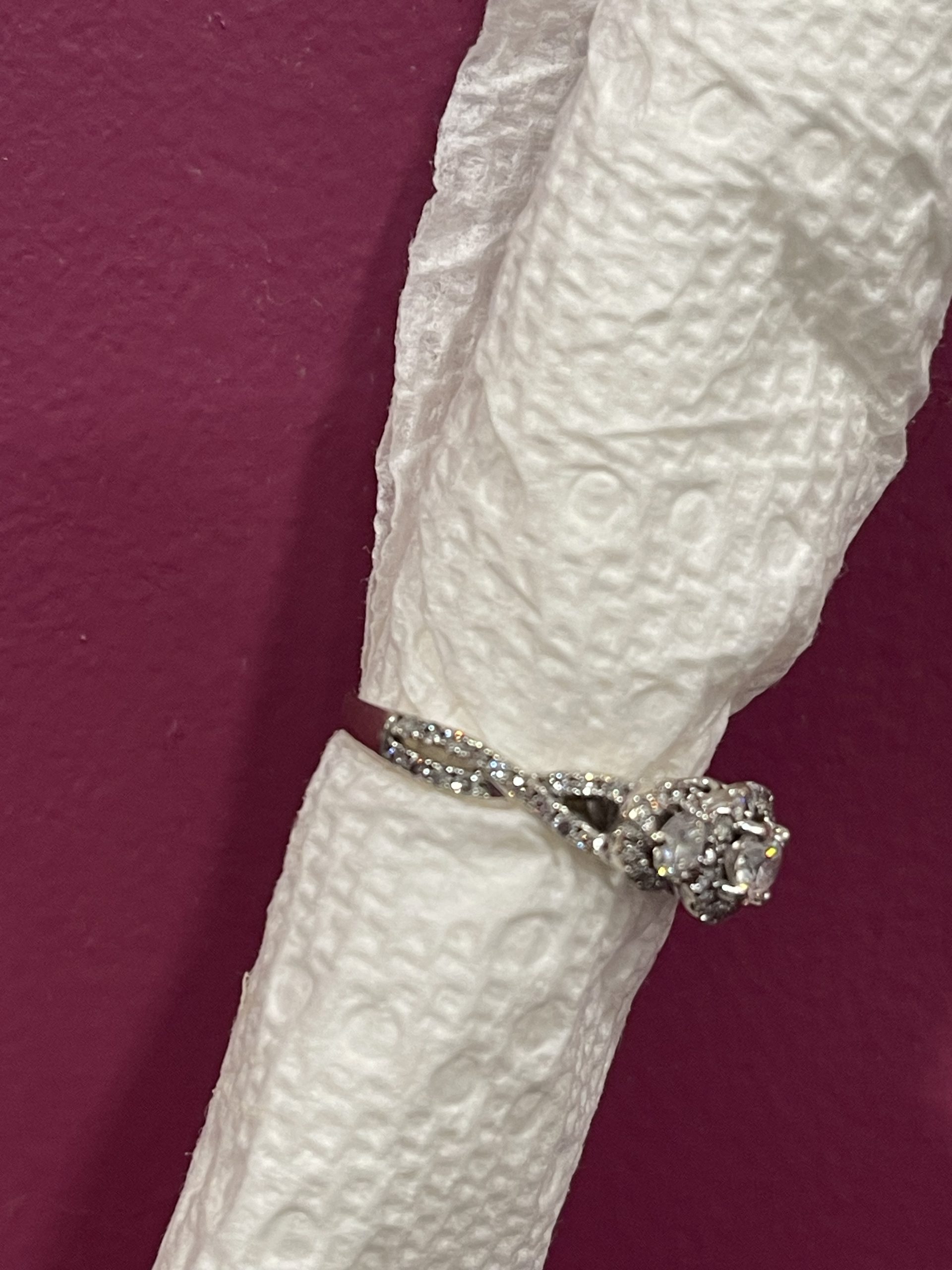 Natural  diamond-three stone ring with halo