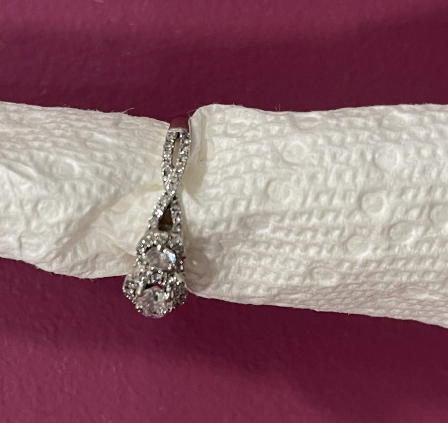 Natural  diamond-three stone ring with halo