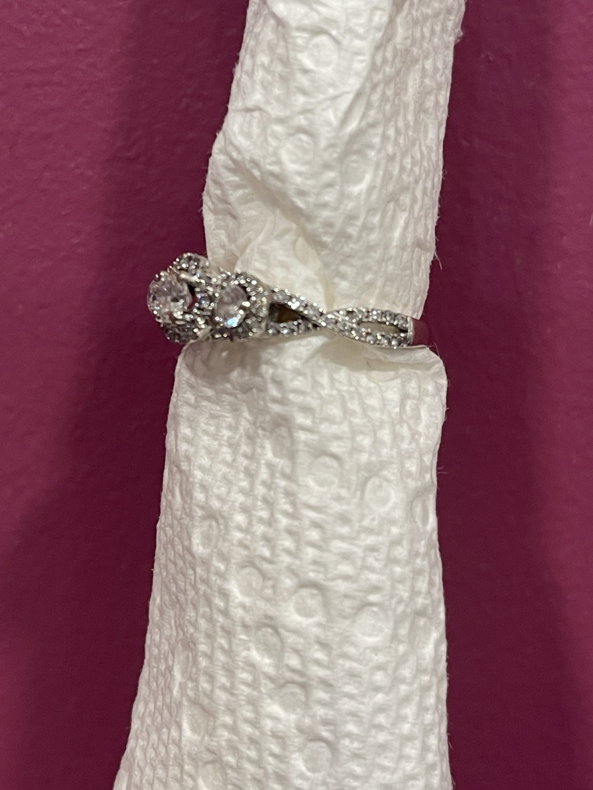 Natural  diamond-three stone ring with halo