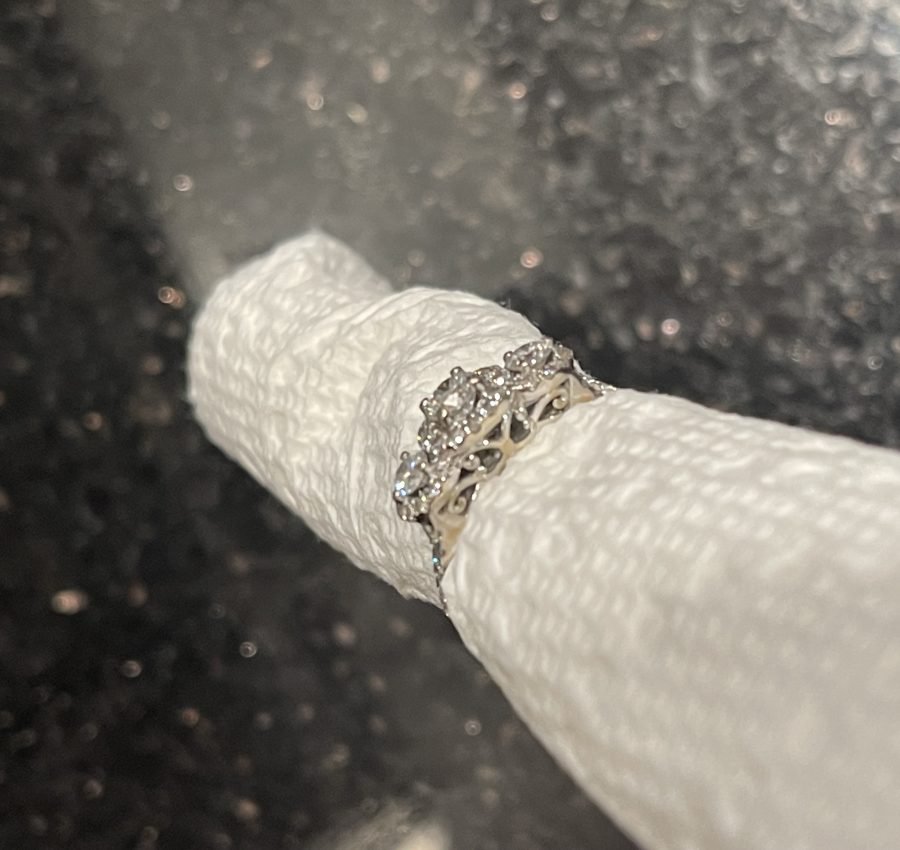 Natural  diamond-three stone ring with halo