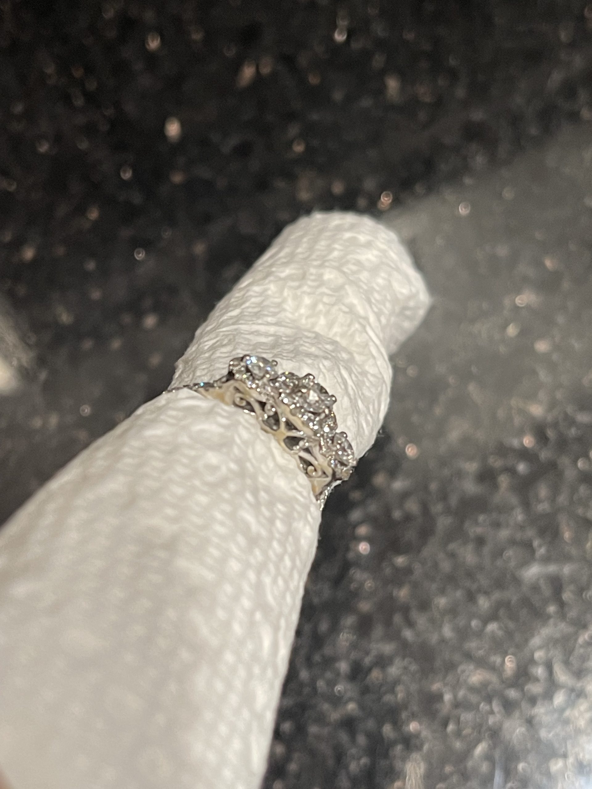 Natural  diamond-three stone ring with halo