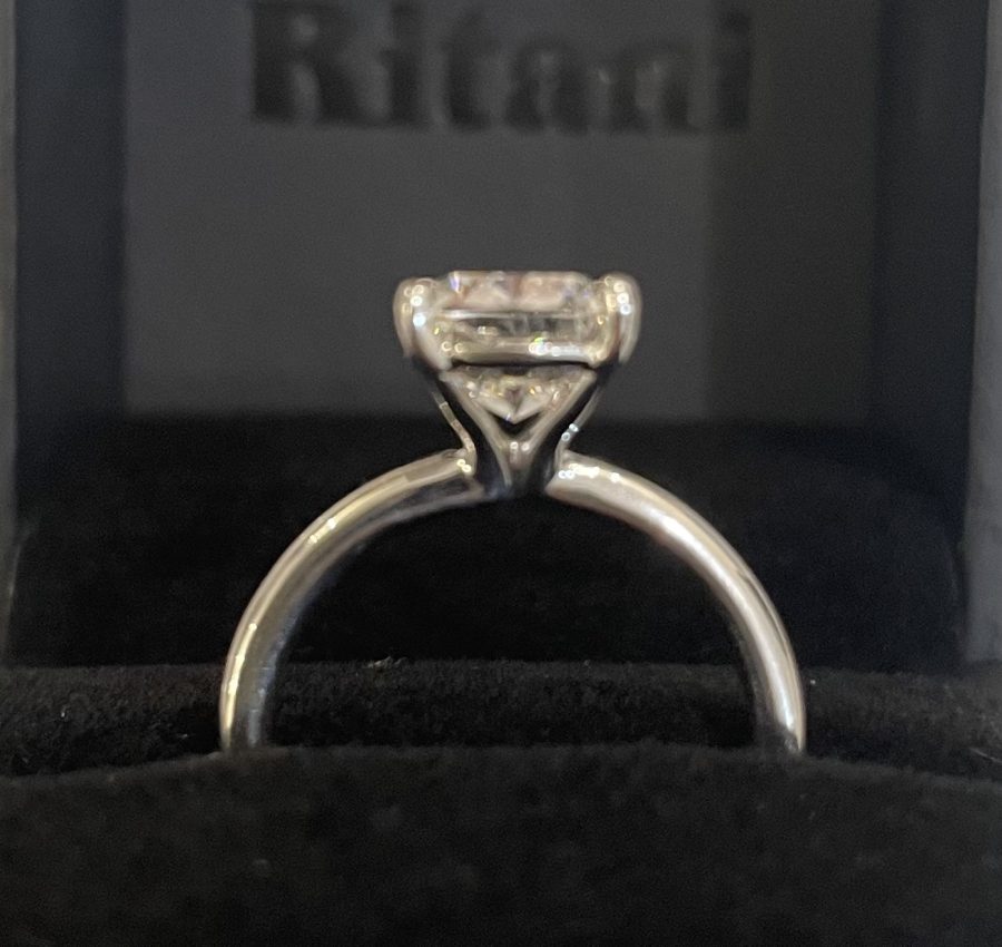 3.06 F VVS2 elongated cushion lab diamond ring $1250