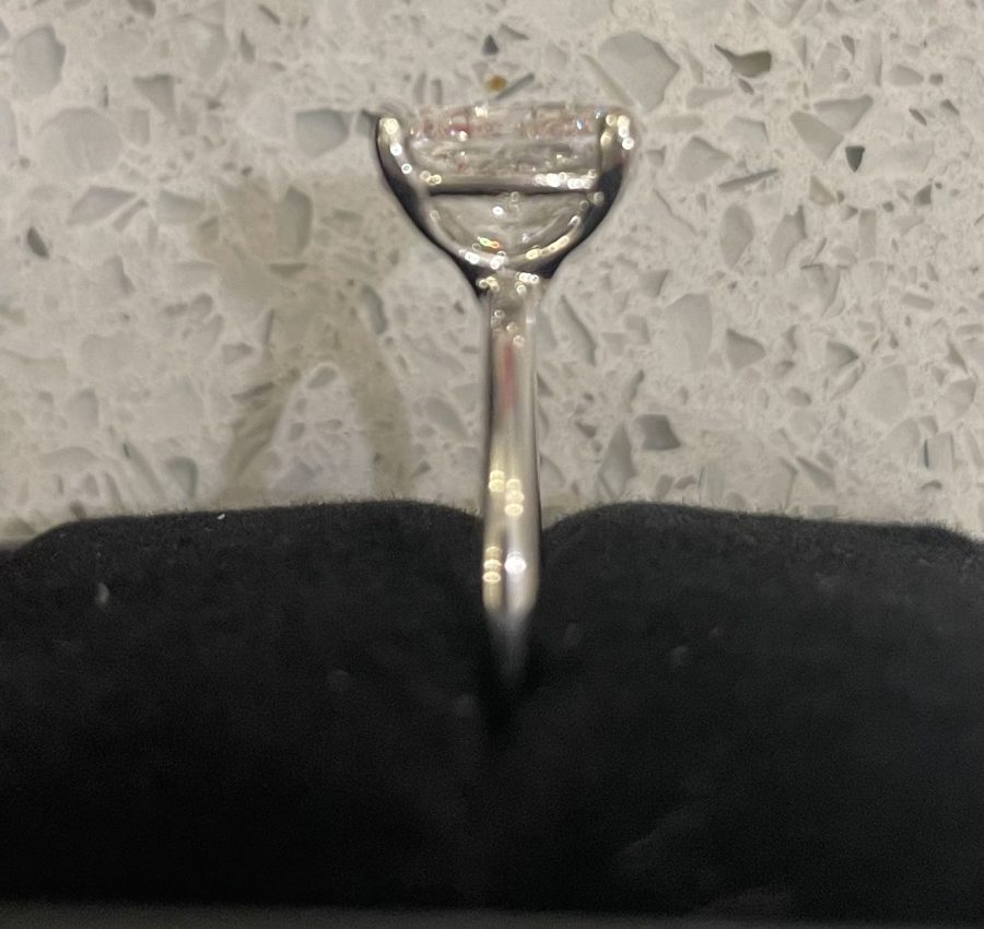 3.06 F VVS2 elongated cushion lab diamond ring $1250