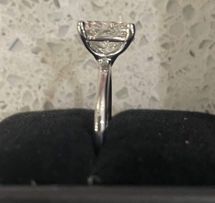 3.06 F VVS2 elongated cushion lab diamond ring $1250