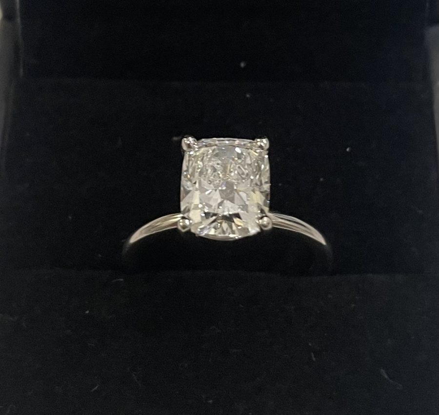 3.06 F VVS2 elongated cushion lab diamond ring $1250