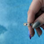 10k White/Yellow Gold Band with Moissanite and Lab Sapphires