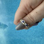 10k White/Yellow Gold Band with Moissanite and Lab Sapphires
