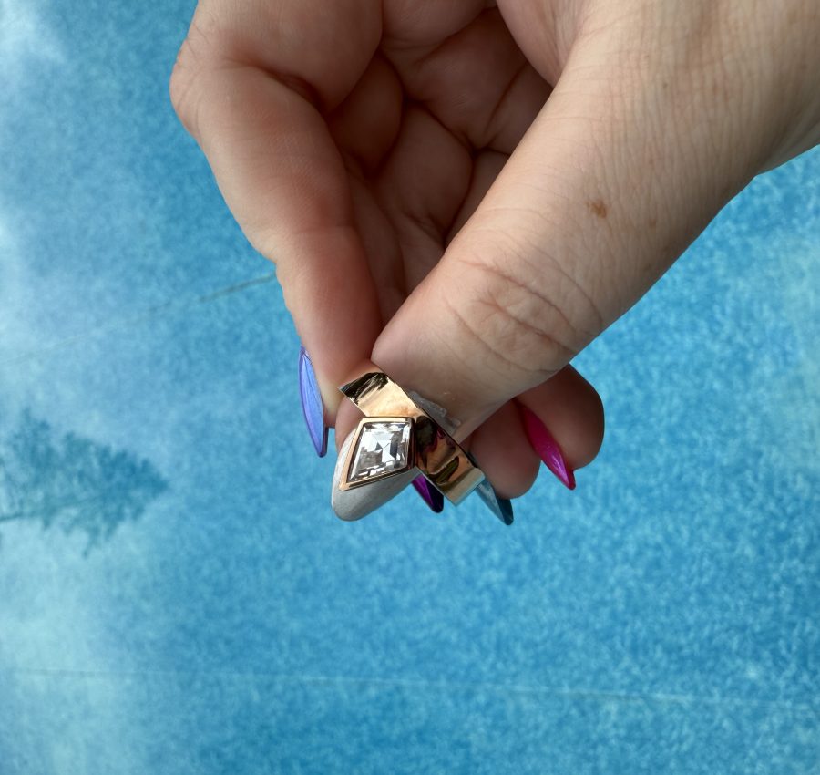 10k Rose Gold with Grey Moissanite Center