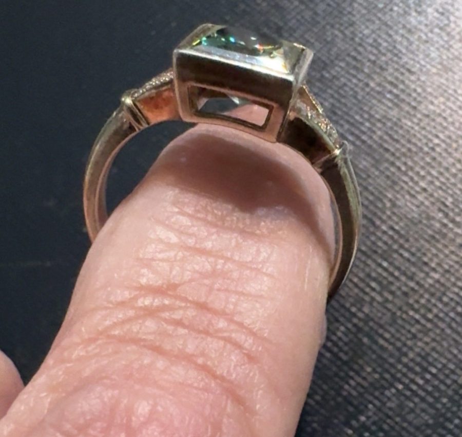 Beautiful green/blue Princess Moissanite