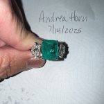 7 ct lab emerald with moissanite side stones