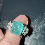 7 ct lab emerald with moissanite side stones