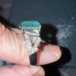 7 ct lab emerald with moissanite side stones