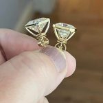14kt Yellow Gold Square 10mm Radiant Ascher Bezel Earrings Moissanite