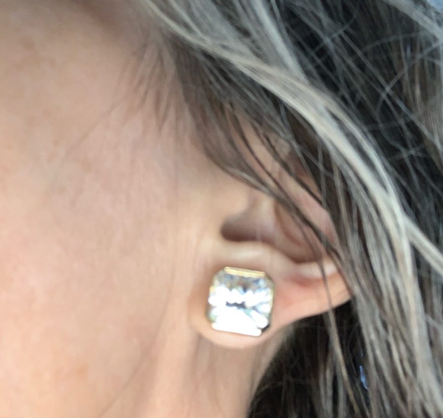 14kt Yellow Gold Square 10mm Radiant Ascher Bezel Earrings Moissanite