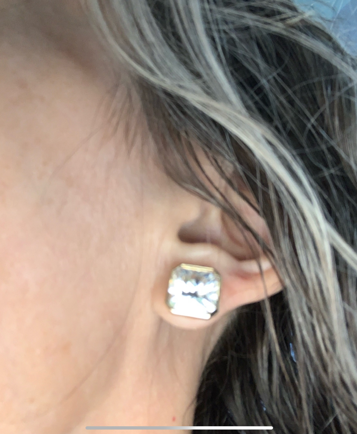 14kt Yellow Gold Square 10mm Radiant Ascher Bezel Earrings Moissanite