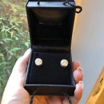 Charles & Colvard Moissanite  Forever Brilliant Bezel Set 3.8ctw 14kt white gold earrings