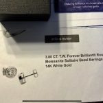 Charles & Colvard Moissanite  Forever Brilliant Bezel Set 3.8ctw 14kt white gold earrings