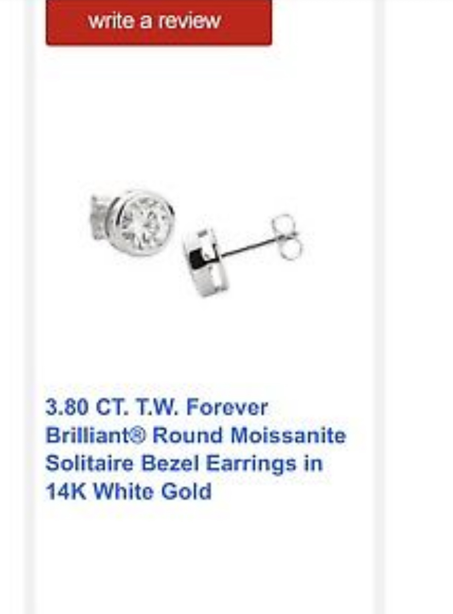 Charles & Colvard Moissanite  Forever Brilliant Bezel Set 3.8ctw 14kt white gold earrings
