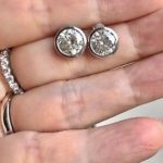 Charles & Colvard Moissanite  Forever Brilliant Bezel Set 3.8ctw 14kt white gold earrings
