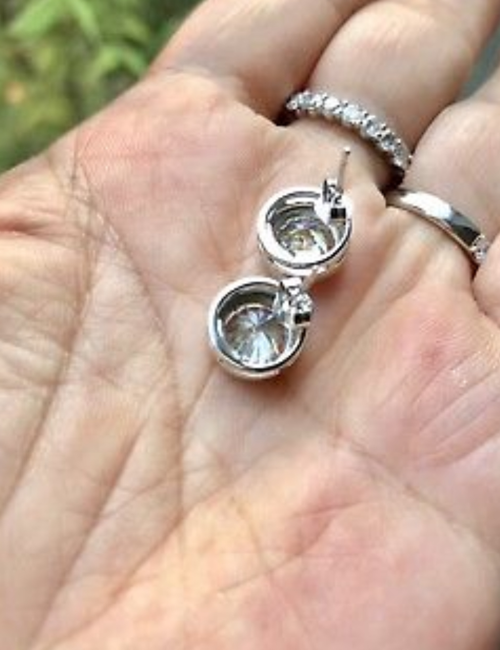 Charles & Colvard Moissanite  Forever Brilliant Bezel Set 3.8ctw 14kt white gold earrings