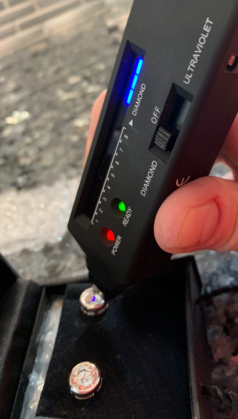 Charles & Colvard Moissanite  Forever Brilliant Bezel Set 3.8ctw 14kt white gold earrings