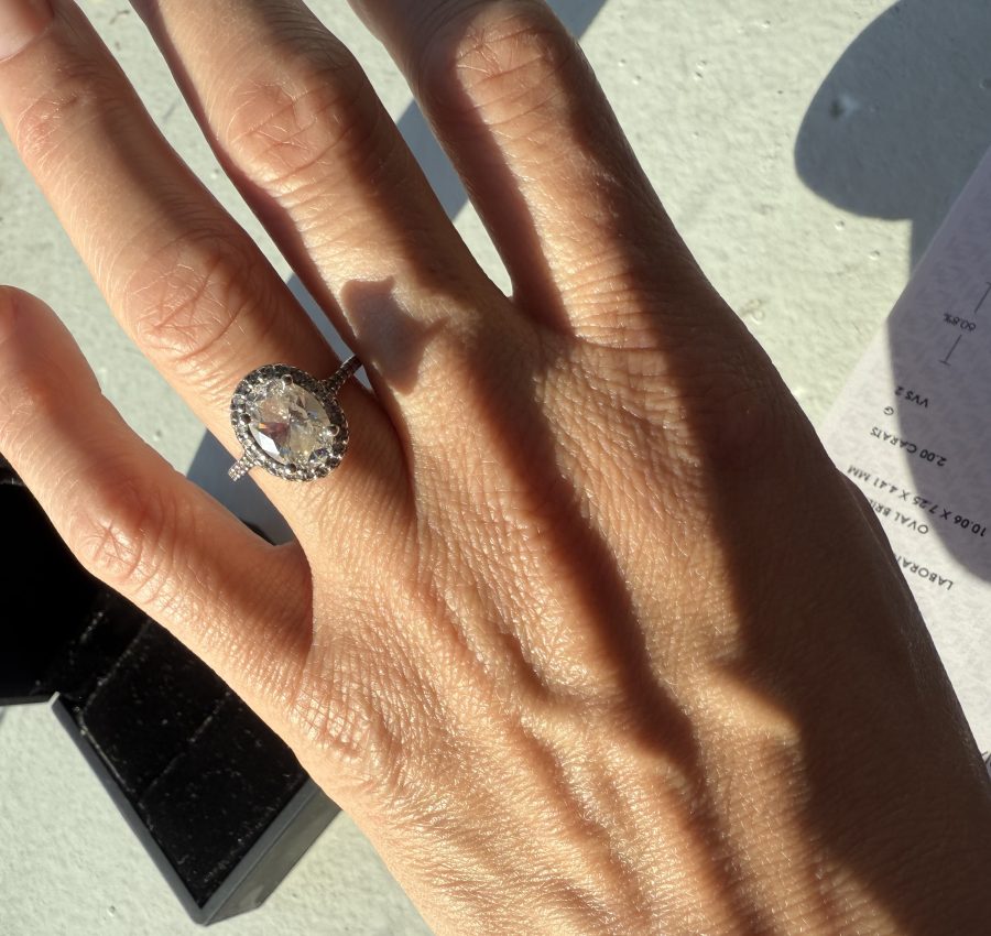 2 ct oval lab diamond engagement ring