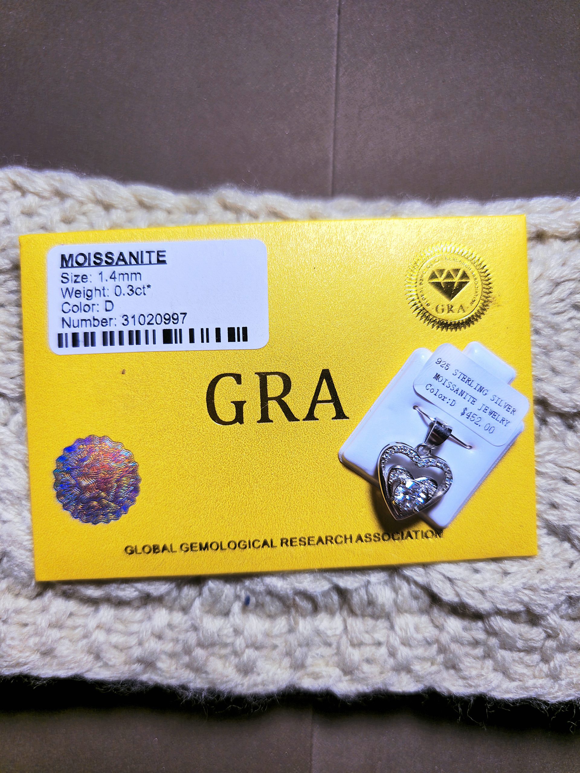 [GRA Certification Included] Moissanite/Sterling Silver Heart Pendent