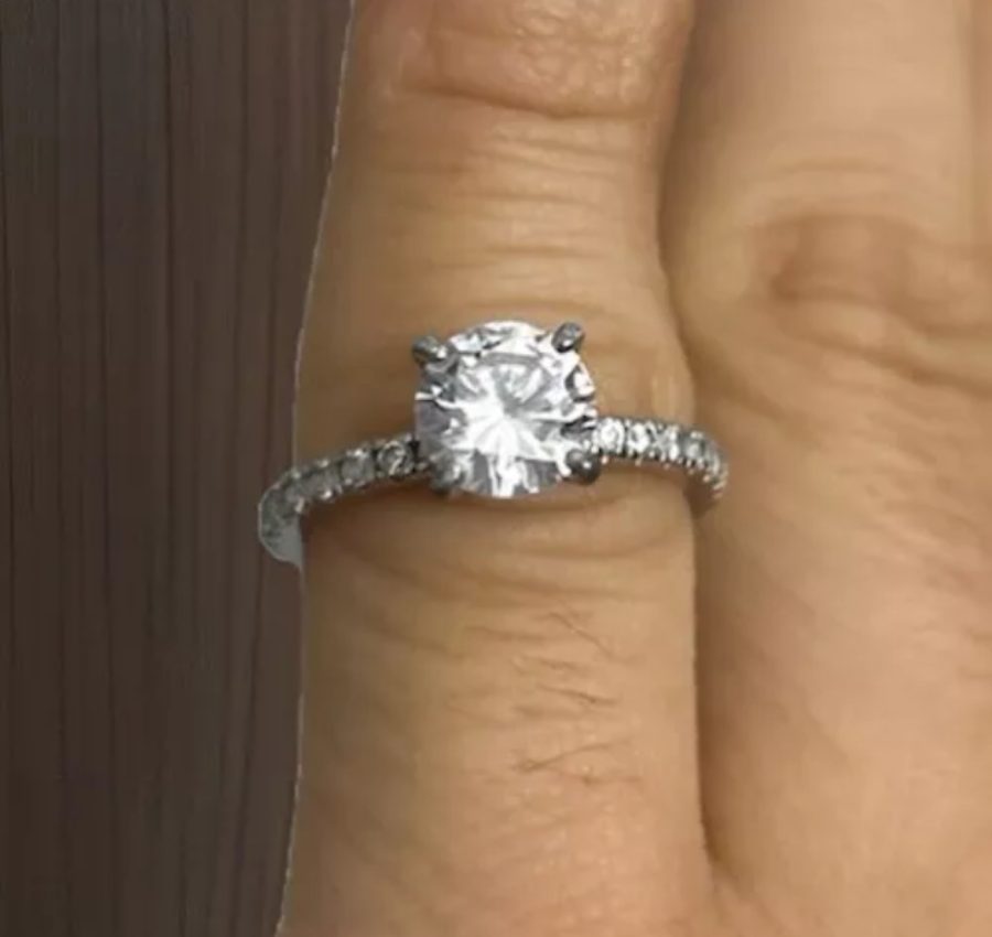 Round 1.88ct, Sterling Silver/Platinum (925), G Color, Pavé Ring, Ring Size: 5.25, $900