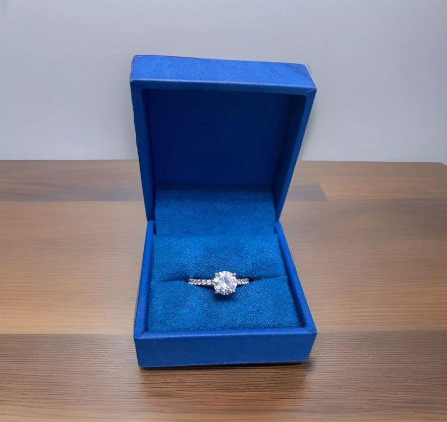 Round 1.88ct, Sterling Silver/Platinum (925), G Color, Pavé Ring, Ring Size: 5.25, $900