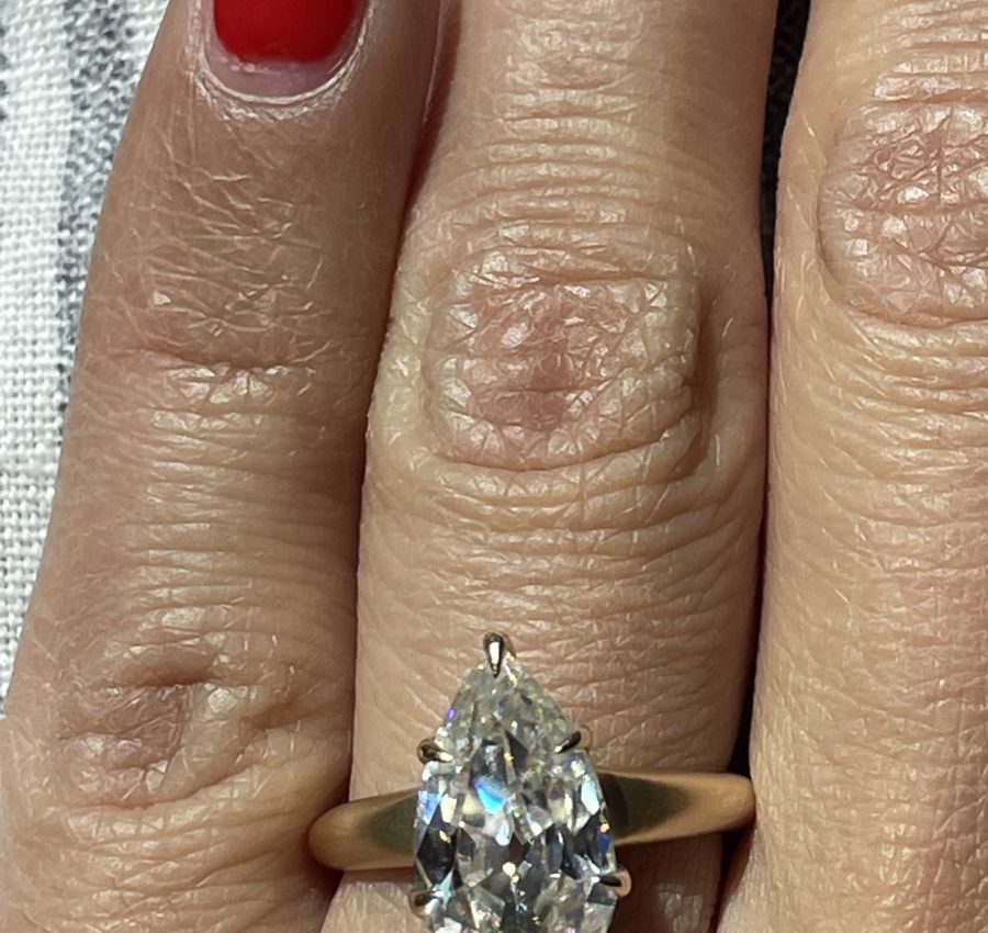 Old Mine cut pear moissanite