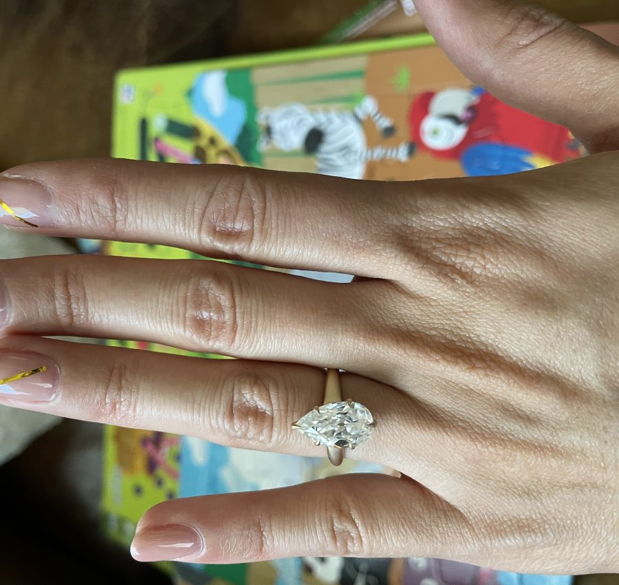 Old Mine cut pear moissanite