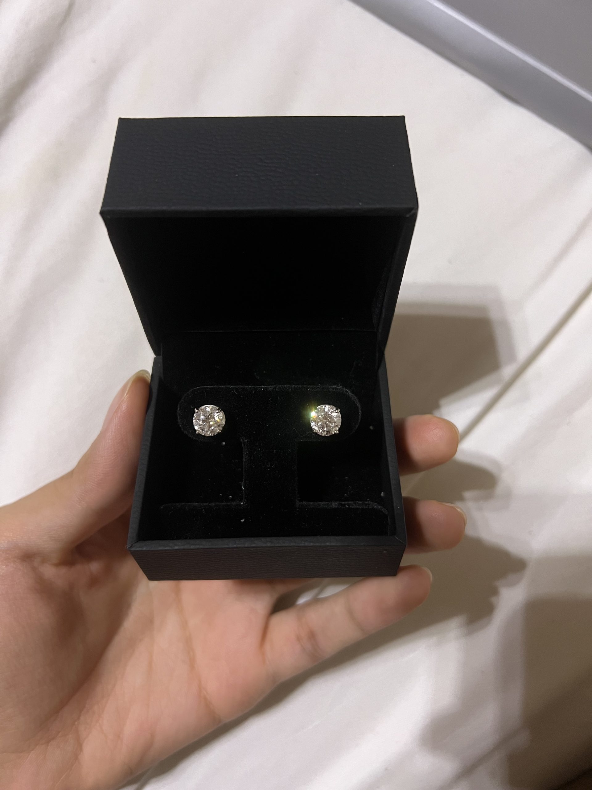 14K White Gold Lab Diamond Stud Earrings – 2.2ctw