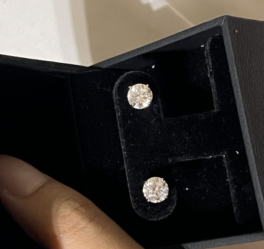 14K White Gold Lab Diamond Stud Earrings – 2.2ctw