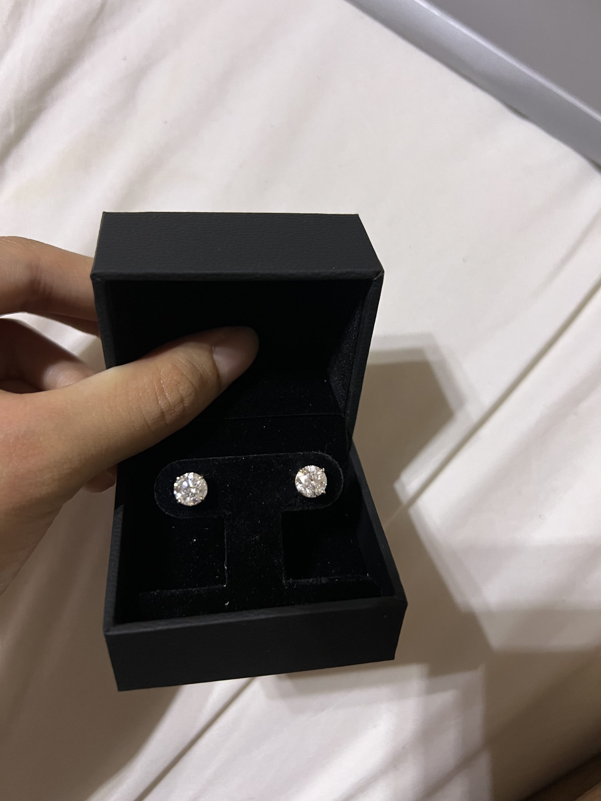 14K White Gold Lab Diamond Stud Earrings – 2.2ctw