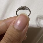 10K White Gold Natural Diamond Signet Pinky Ring